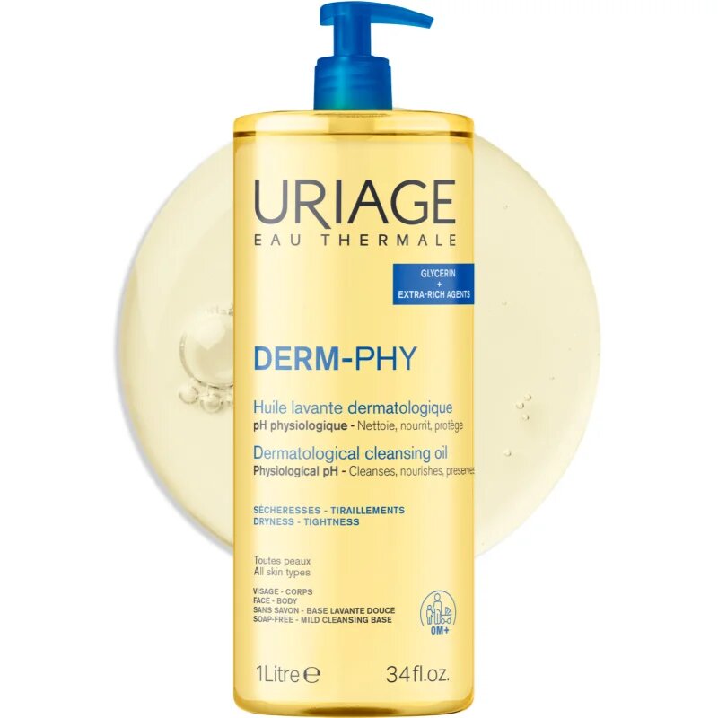 Uriage DERM-PHY Dermatological Cleansing Oil ápoló tusoló olaj 500 ml