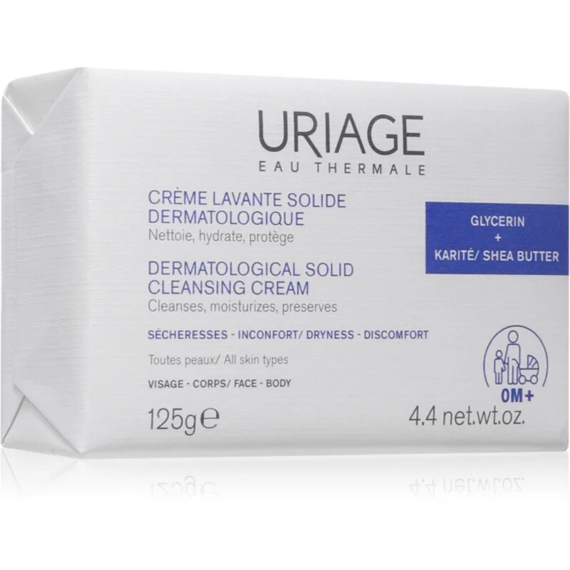 Uriage DERM-PHY Dermatological Solid Cleansing Cream finom állagú tisztító krém 125 g