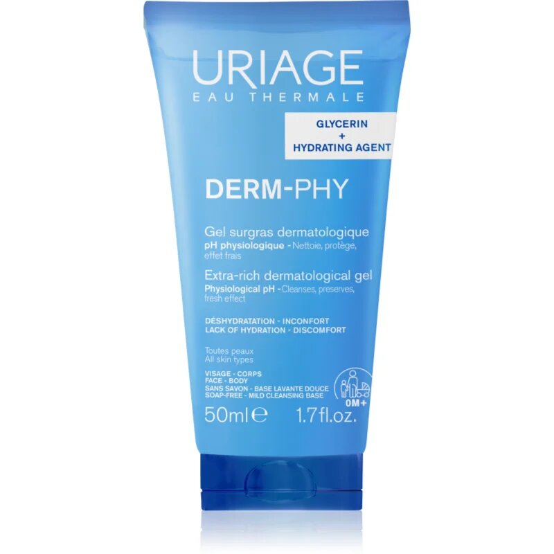 Uriage DERM-PHY Extra Rich Dermatological Gel lágy tisztító gél 50 ml