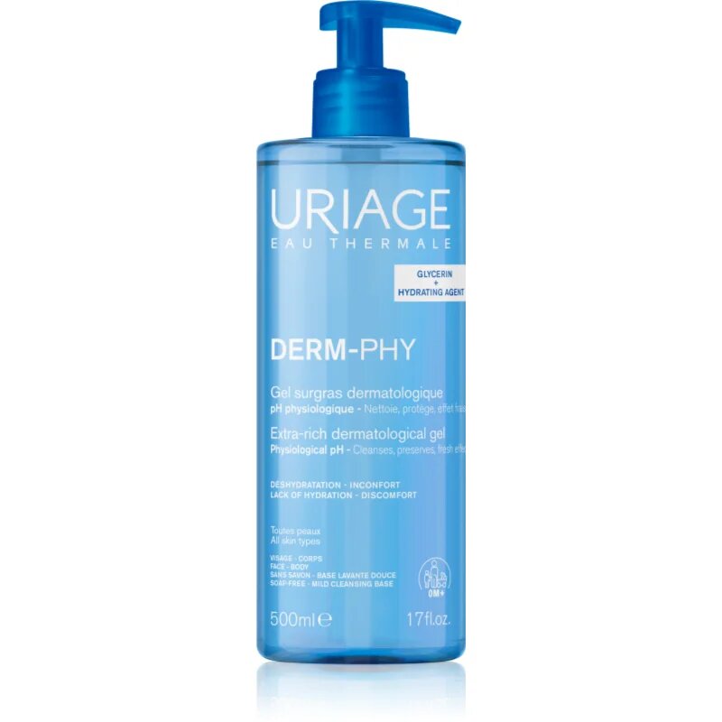 Uriage DERM-PHY Extra Rich Dermatological Gel lágy tisztító gél 500 ml