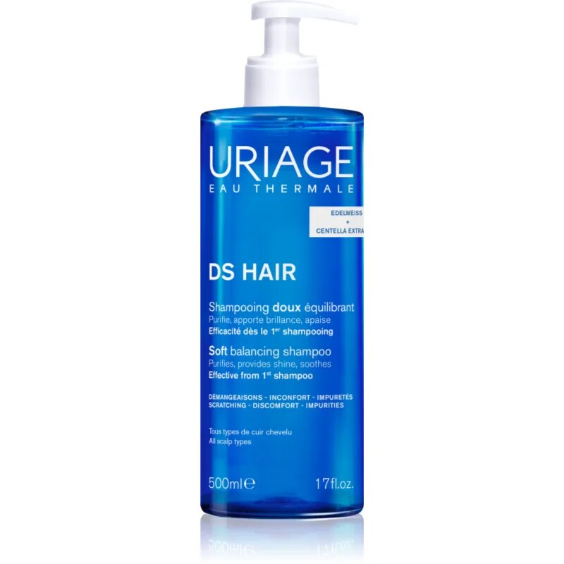 Uriage DS HAIR Soft Balancing Shampoo tisztító sampon érzékeny fejbőrre 500 ml