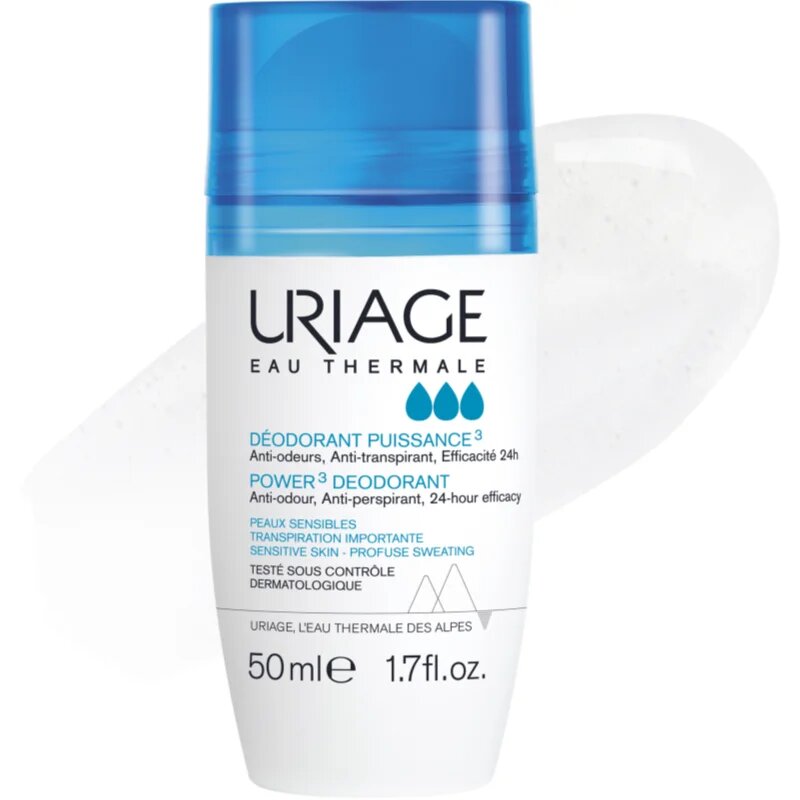 Uriage Hygiène Power3 Deodorant golyós dezodor a fehér és sárga foltok ellen 50 ml