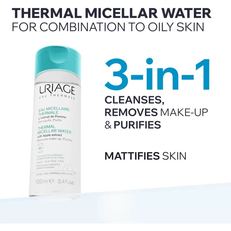 Uriage Hygiène Thermal Micellar Water - Combination to Oily Skin micellás víz normál és száraz érzékeny bőrre kombinált és zsíros bőrre 100 ml