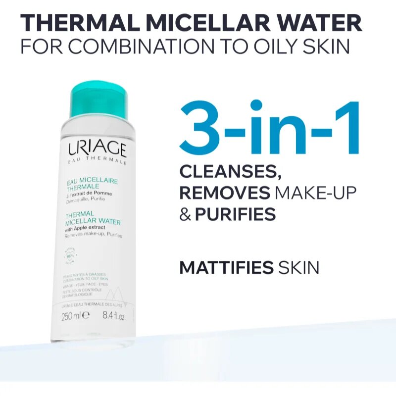 Uriage Hygiène Thermal Micellar Water - Combination to Oily Skin micellás víz normál és száraz érzékeny bőrre kombinált és zsíros bőrre 250 ml