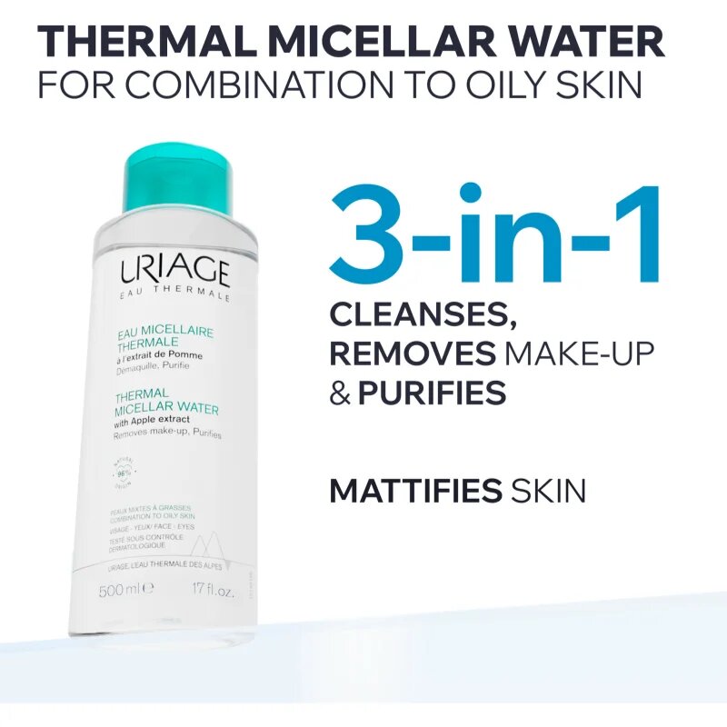 Uriage Hygiène Thermal Micellar Water - Combination to Oily Skin micellás víz normál és száraz érzékeny bőrre kombinált és zsíros bőrre 500 ml