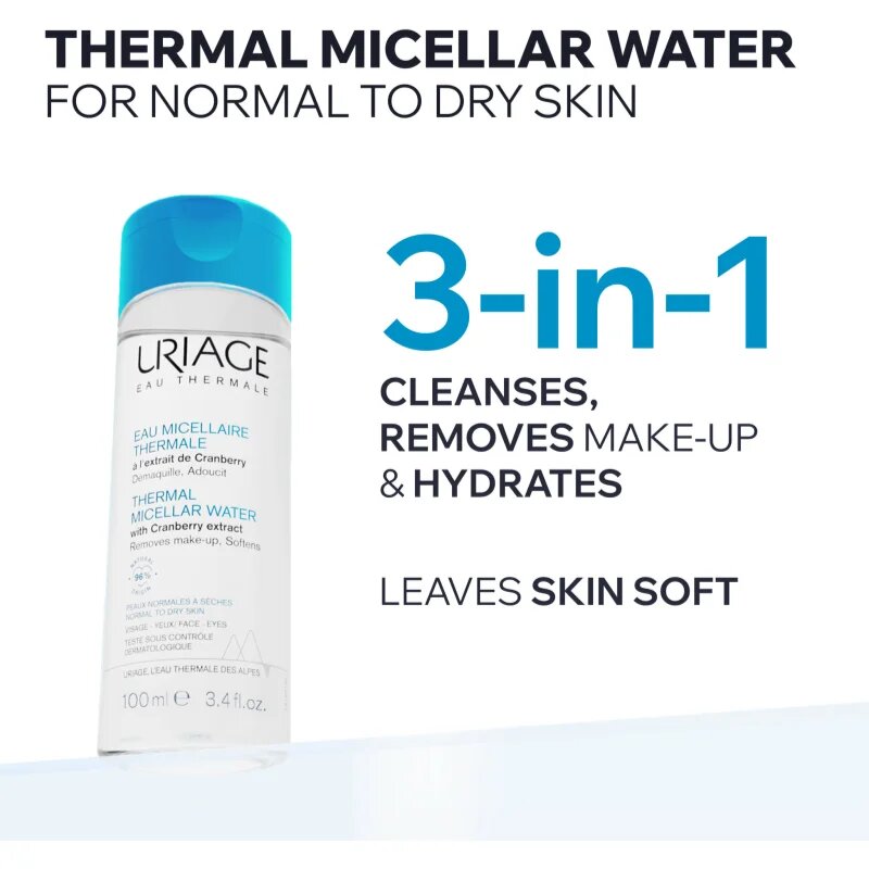 Uriage Hygiène Thermal Micellar Water - Normal to Dry Skin micellás víz normál és száraz érzékeny bőrre normál és száraz bőrre 100 ml