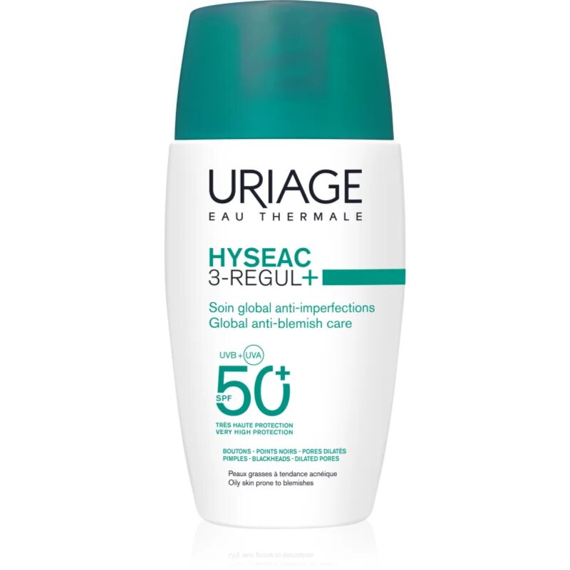 Uriage Hyseac 3-Regul+ Global Anti-Blemish Care SPF50+ nappali krém zsíros bőrre SPF 50+ 50 ml