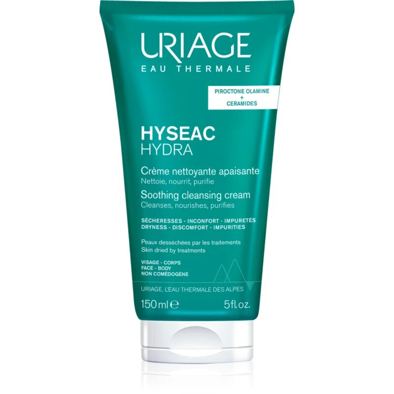 Uriage Hyseac Hydra Soothing Cleansing Cream nyugtató és tisztító krém a pattanások kezelése által kiszárított és irritált bőrre 150 ml