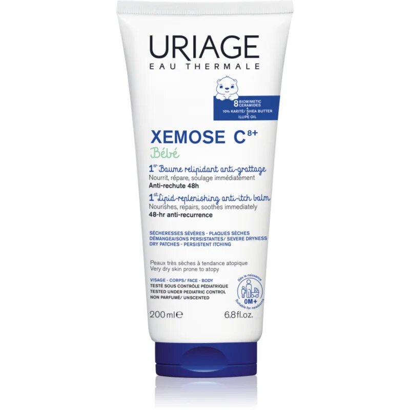 Uriage Xemose C8+ Bébé nyugtató balzsam száraz és atópiás bőrre gyermekeknek születéstől kezdődően 200 ml
