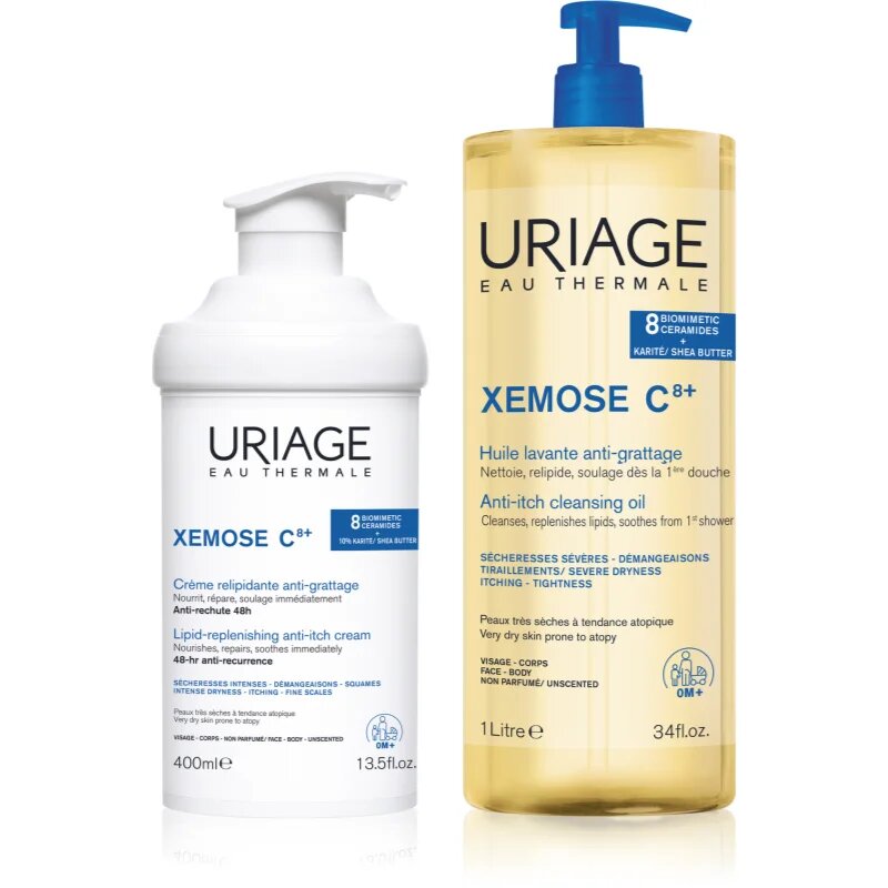 Uriage Xemose C8+ Comfort Set szett nagyon száraz érzékeny és atópiás bőrre