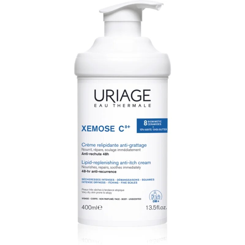Uriage Xemose C8+ Lipid-Replenishing Anti-Irritation Cream lipidfeltöltő nyugtató krém nagyon száraz érzékeny és atópiás bőrre 400 ml