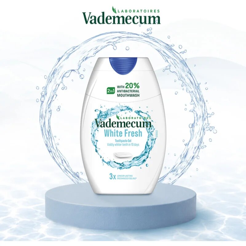 Vademecum 2 in1 White Fresh szájvíz és fogkrém 2 az 1-ben fehérítő hatással 75 ml