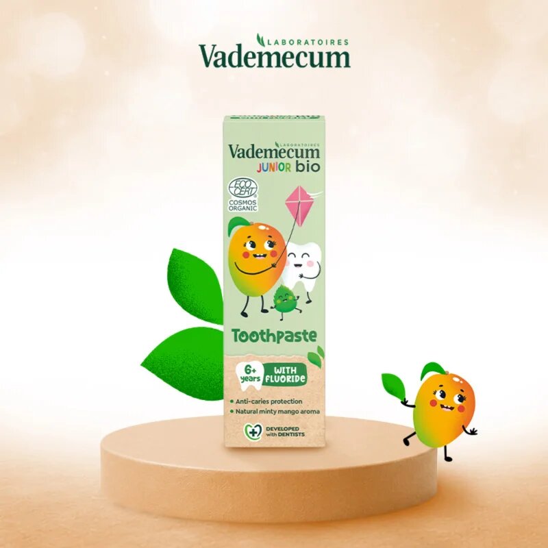 Vademecum BIO Junior fogkrém gyermekeknek fluoriddal 6 éves kortól Minty Mango 50 ml