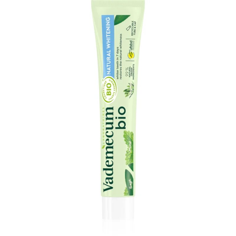 Vademecum BIO Natural Whitening fogkrém gyógynövényekkel fehérítő hatással 75 ml