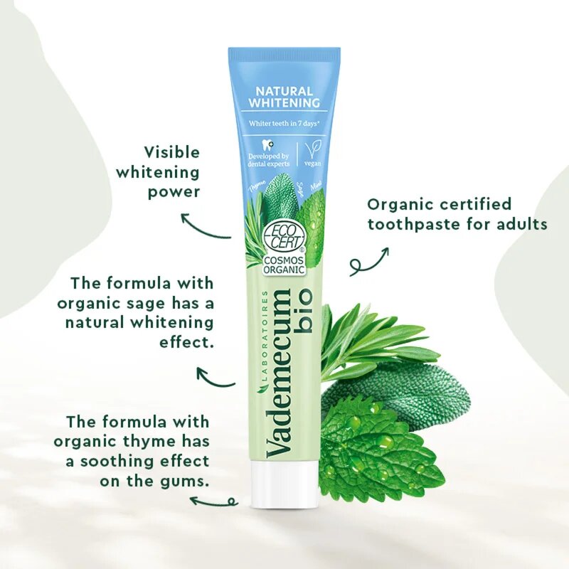 Vademecum BIO Natural Whitening fogkrém gyógynövényekkel fehérítő hatással 75 ml