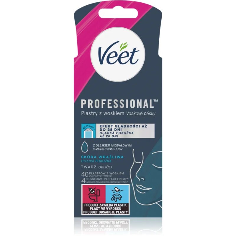 Veet Professional szőrtelenítő viasz csík az érzékeny arcbőrre 40 db