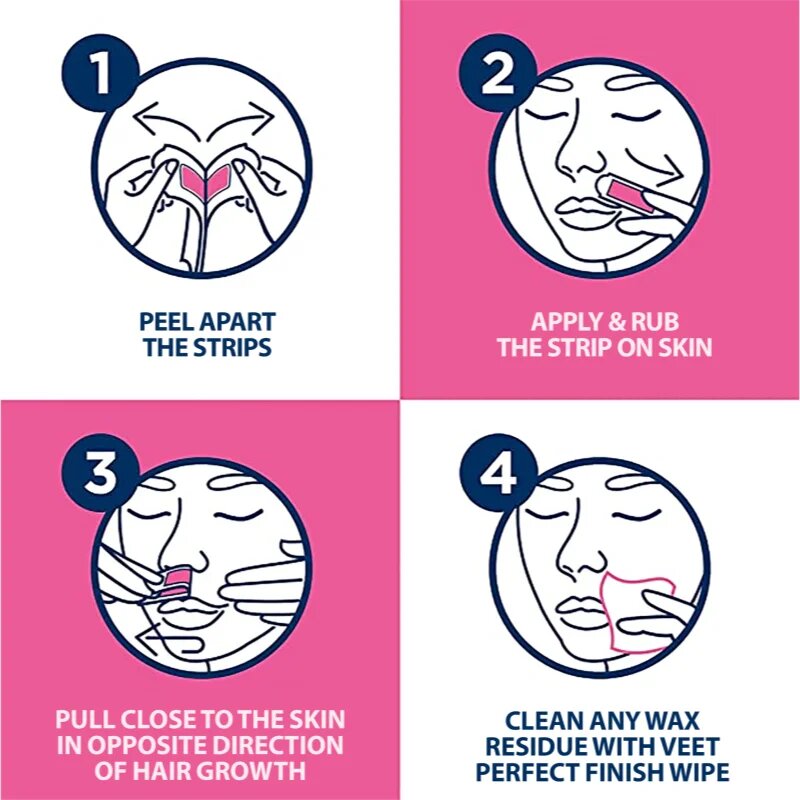 Veet Professional szőrtelenítő viasz csík az érzékeny arcbőrre 40 db