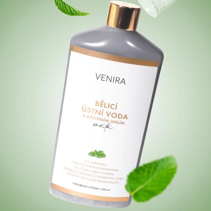 Venira Whitening Mouthwash with Active Charcoal fehérítő szájvíz aktív szénnel 500 ml