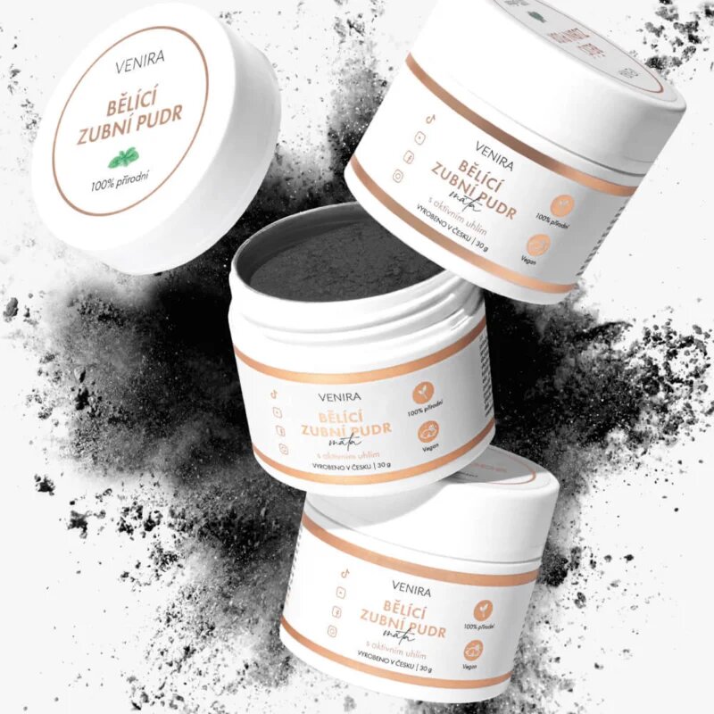 Venira Whitening tooth powder fogfehérítő por aktív szénnel kókuszzal Mint 30 g