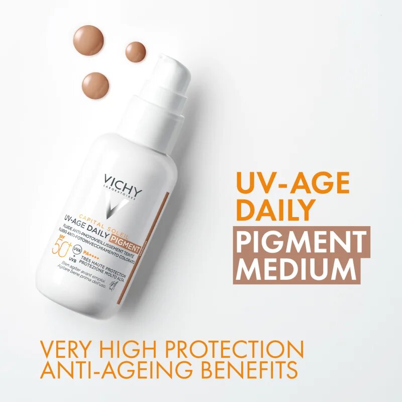 Vichy Capital Soleil Daily SPF50+ védő és tonizáló folyadék arcra SPF 50+ árnyalat Medium 40 ml