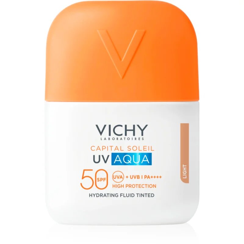 Vichy Capital Soleil UV Aqua védő és tonizáló folyadék arcra hidratáló hatással SPF 50 50 ml