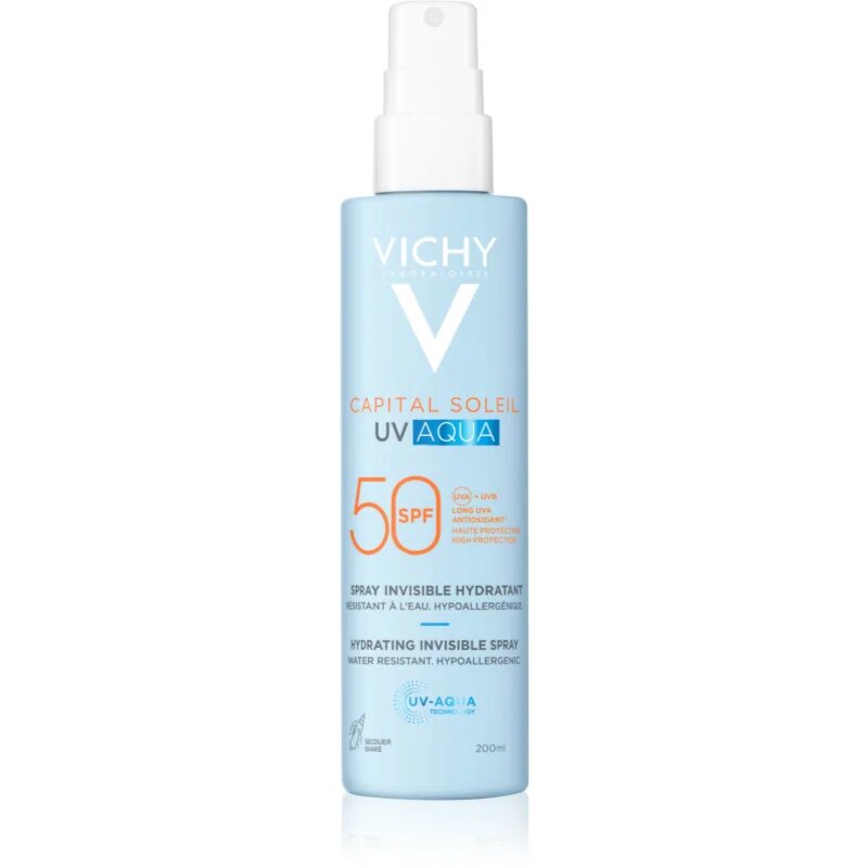 Vichy Capital Soleil UV Aqua védő spray hidratáló hatással SPF 50 200 ml