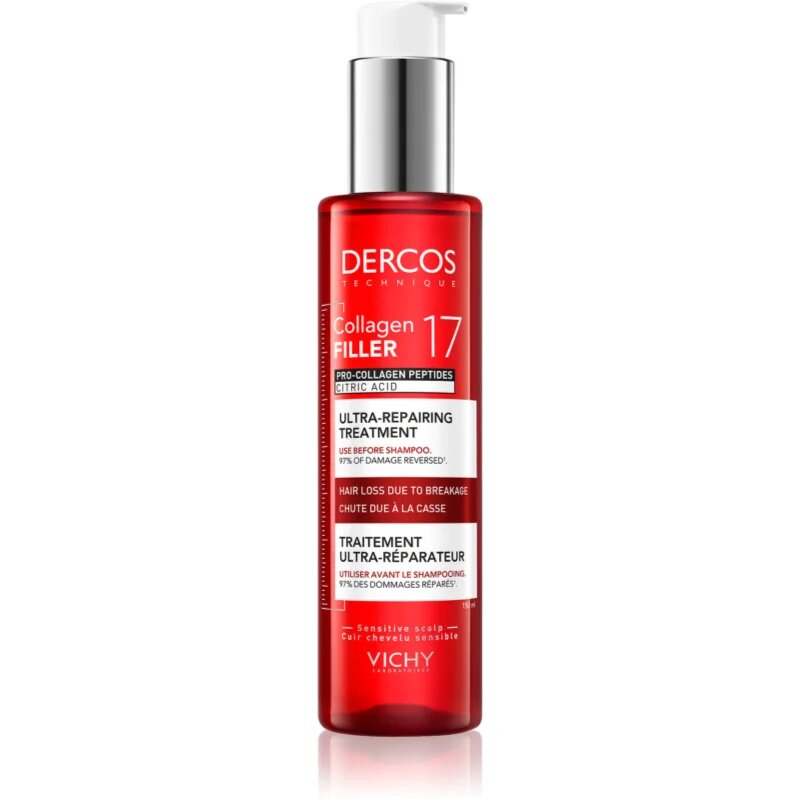 Vichy Dercos Collagen Filler 17 regeneráló kúra kihullásra hajlamos legyengült hajra 150 ml