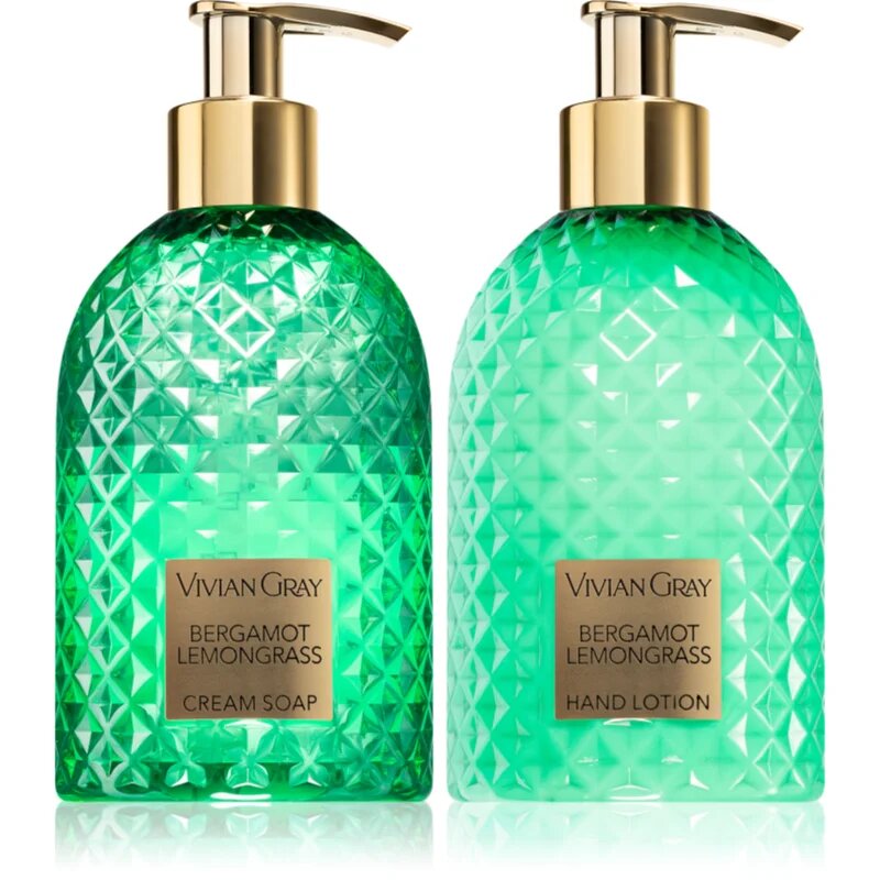 Vivian Gray Gemstone Bergamot & Lemongrass ajándékszett kézre 2x300 ml