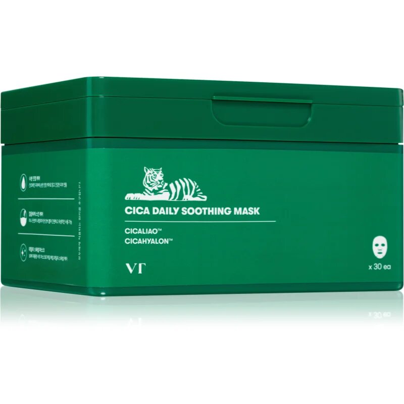 VT Cosmetics Cica Daily Soothing Mask intenzíven hidratáló maszk nyugtató hatással nagy csomagolás 30 db