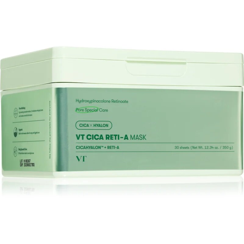 VT Cosmetics Cica Reti-A Mask nyugtató hatású gézmaszk feszesítő hatással nagy csomagolás 30 db