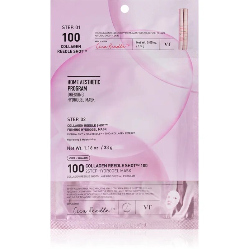 VT Cosmetics Collagen Reedle Shot 100 2Step Hydrogel Mask intenzív hidrogélmaszk feszesítő hatással 34.5 g