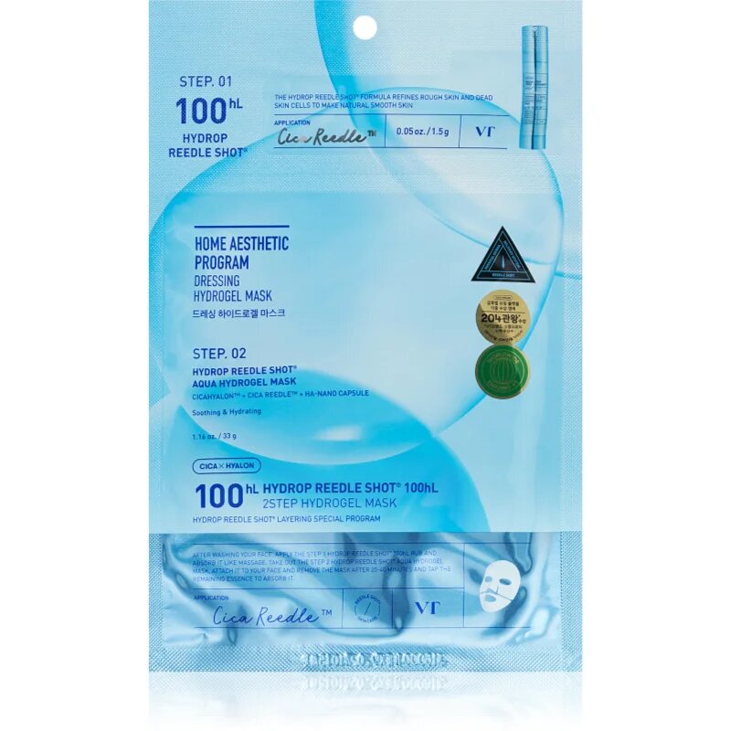 VT Cosmetics Hydrop Reedle Shot 100 2Step Hydrogel Mask intenzív hidrogélmaszk hidratáló hatással 34.5 g