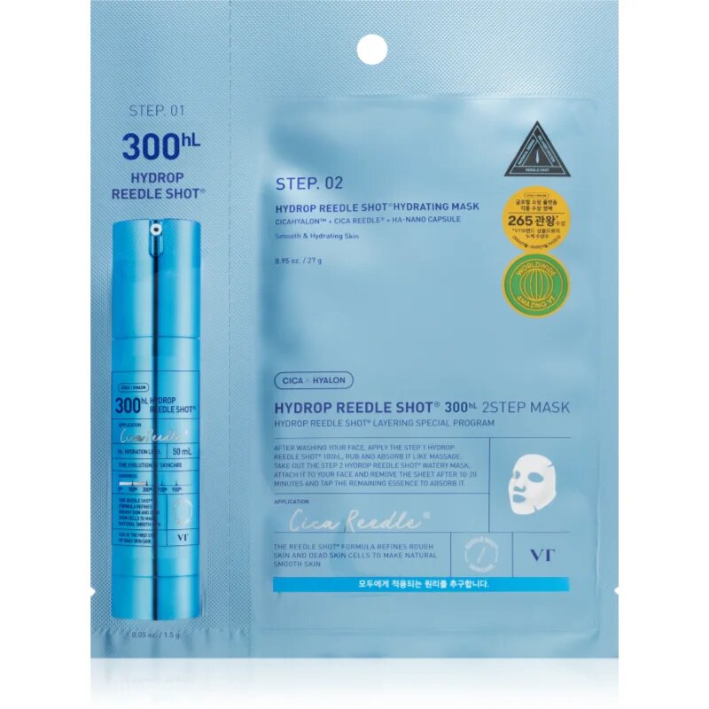 VT Cosmetics Hydrop Reedle Shot 300hL intenzív hidratáló maszk kétfázisú bőrápoláshoz 28.5 g