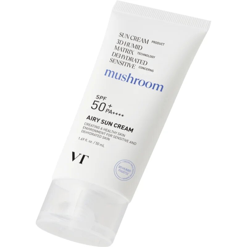 VT Cosmetics Mushroom Airy Sun Cream védőkrém az egész arcra hidratáló hatással SPF 50+ 50 ml