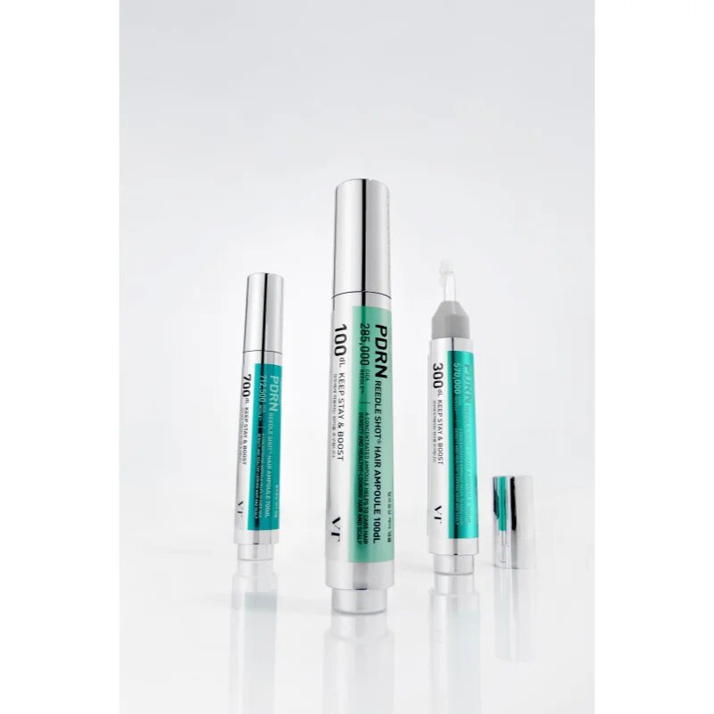 VT Cosmetics PDRN Reedle Shot Hair Ampoule 300 szérum a fejbőrre a haj növekedéséért és megerősítéséért a hajtövektől kezdve 15 ml