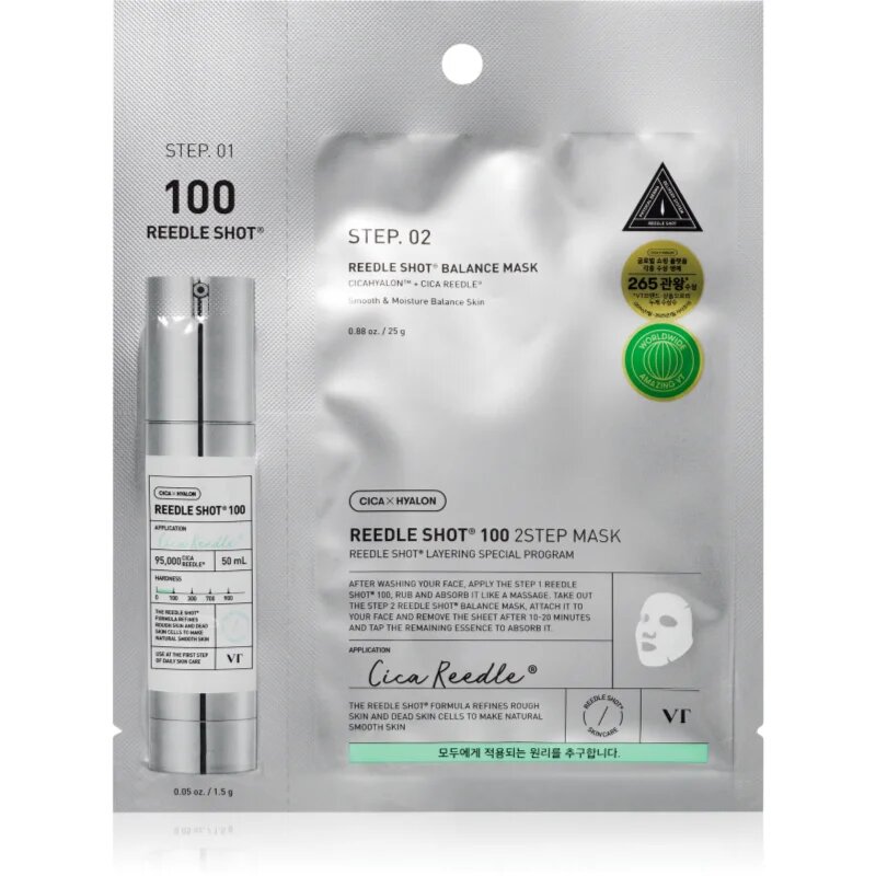 VT Cosmetics Reedle Shot 100 2-Step Mask intenzív fiatalító maszk kétfázisú bőrápoláshoz 26.5 g