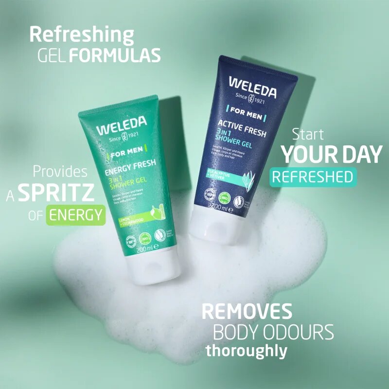 Weleda Energy Fresh 3in1 tisztító gél 3 in 1 hajra és a testre uraknak 200 ml