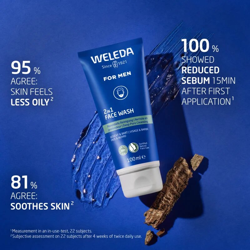 Weleda For Men 2v1 tisztító gél az arcra és a szakállra 100 ml