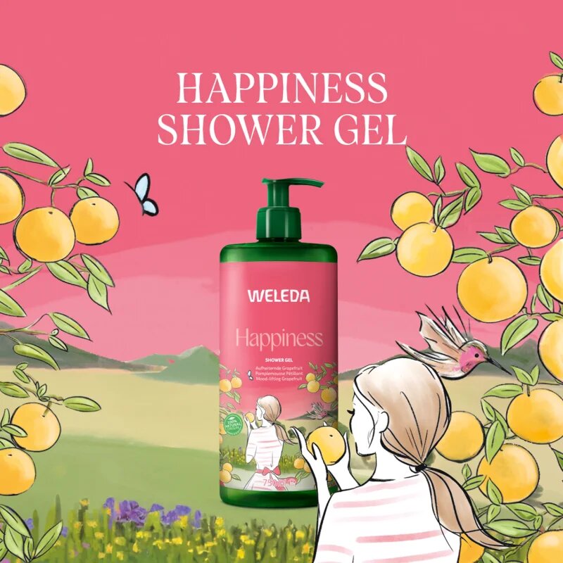 Weleda Happiness felfrissítő tusfürdő gél Grapefruit Tangerine and Lime 750 ml