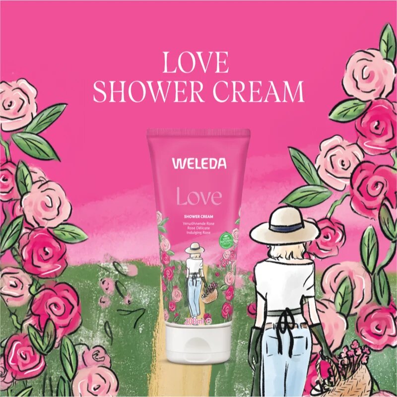Weleda Love magával ragadó tusfürdő Rose Jasmine and Ylang-Ylang 200 ml