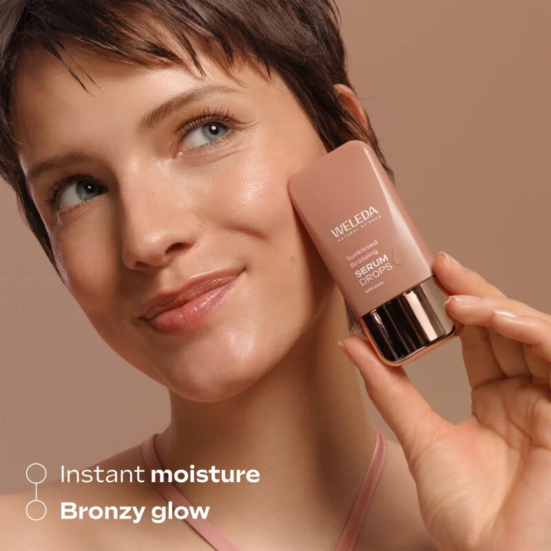 Weleda Serum Drops Sunkissed Bronzing hidratáló arcszérum enyhe napbarnított hatással 30 ml
