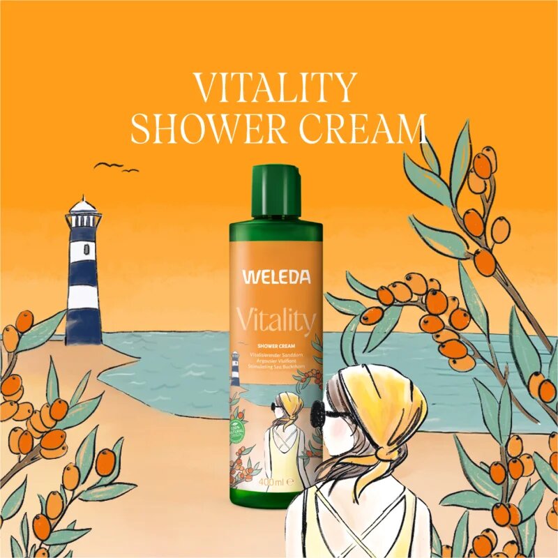 Weleda Vitality felfrissítő tusoló krém Sea ​​buckthorn Grapefruit and Mandarin 400 ml
