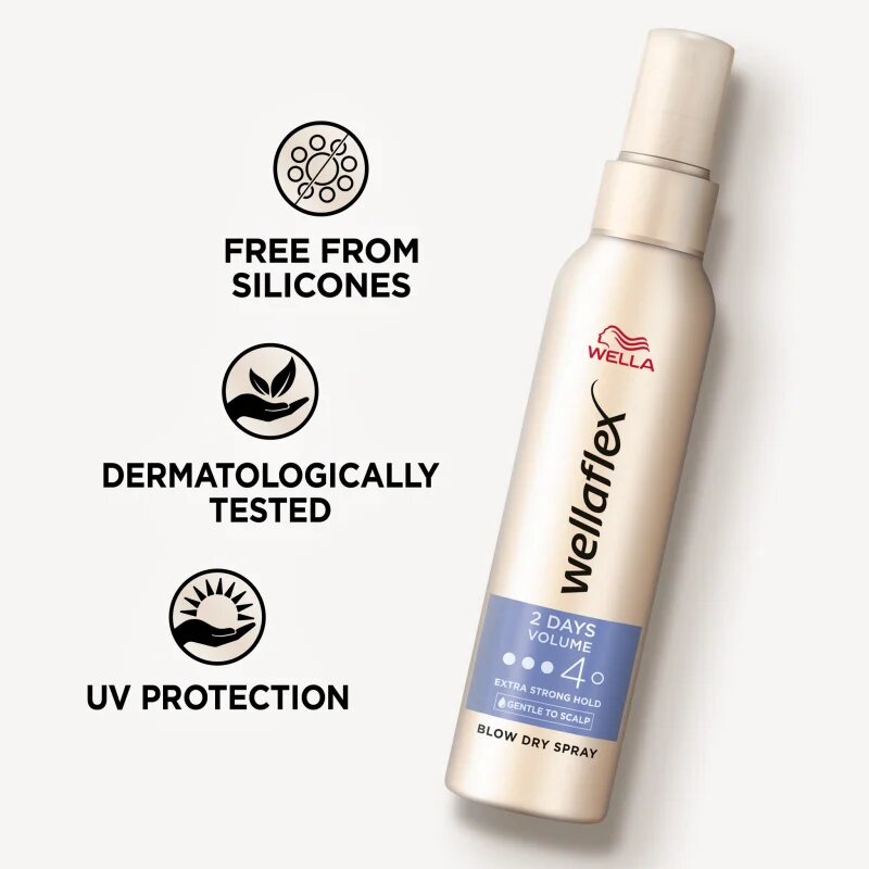Wella flex 2 Days Volume spray a hajformázáshoz melyhez magas hőfokot használunk 150 ml