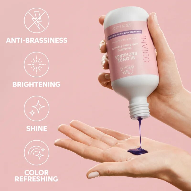 Wella Professionals Invigo Blonde Recharge sampon szőke hajra semlegesíti a sárgás tónusokat 1000 ml