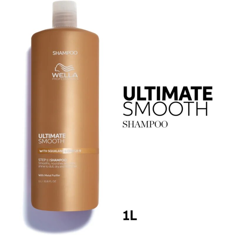 Wella Professionals Ultimate Smooth Shampoo intenzív tápláló sampon a fénylő és selymes hajért 1000 ml