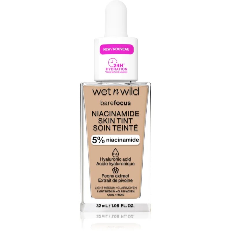 Wet n Wild BareFocus Niacinamide Skin Tint könnyű hidratáló alapozó árnyalat Light Medium (Cool) 32 ml