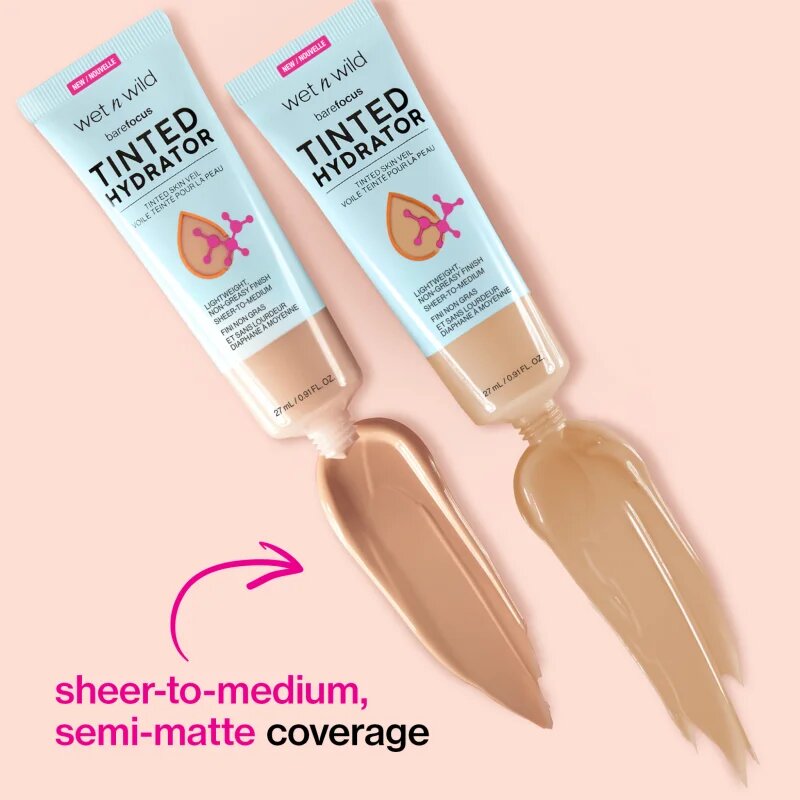 Wet n Wild BareFocus Tinted Hydrator tonizáló fluid amely egységesíti a bőr tónusait árnyalat Light 27 ml