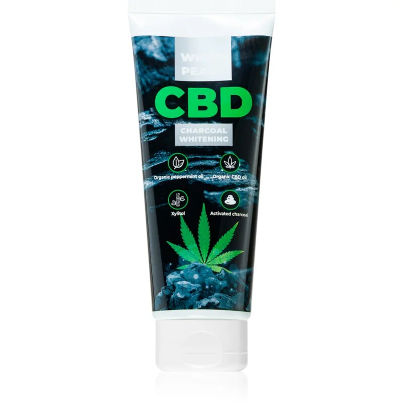 White Pearl CBD Charcoal Whitening fogfehérítő fogkrém faszénnel CBD-vel 75 ml