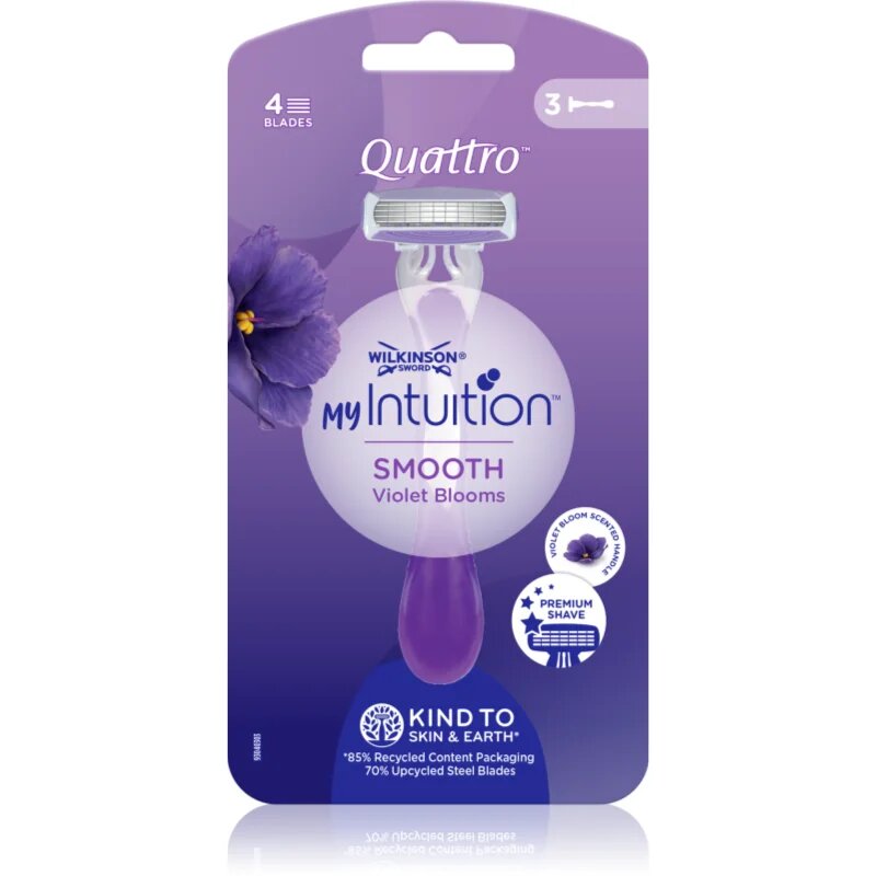 Wilkinson Sword My Intuition Quattro eldobható borotvák Violet Blooms 3 db