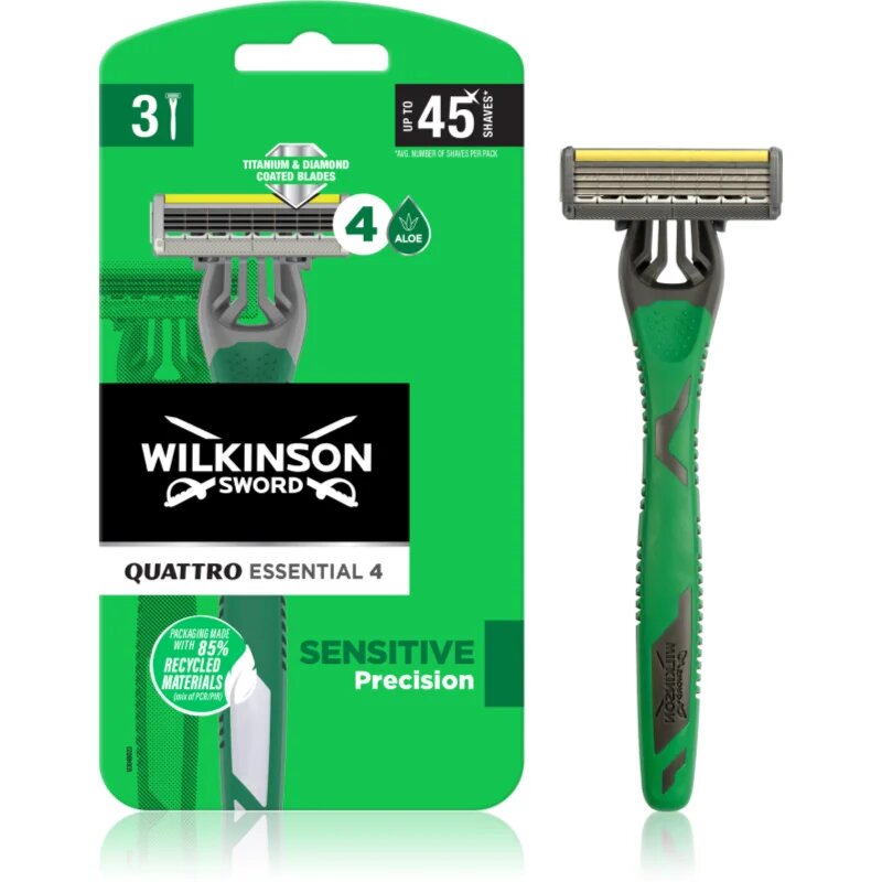 Wilkinson Sword Quattro Essential 4 Sensitive Precision eldobható borotvák 3 db